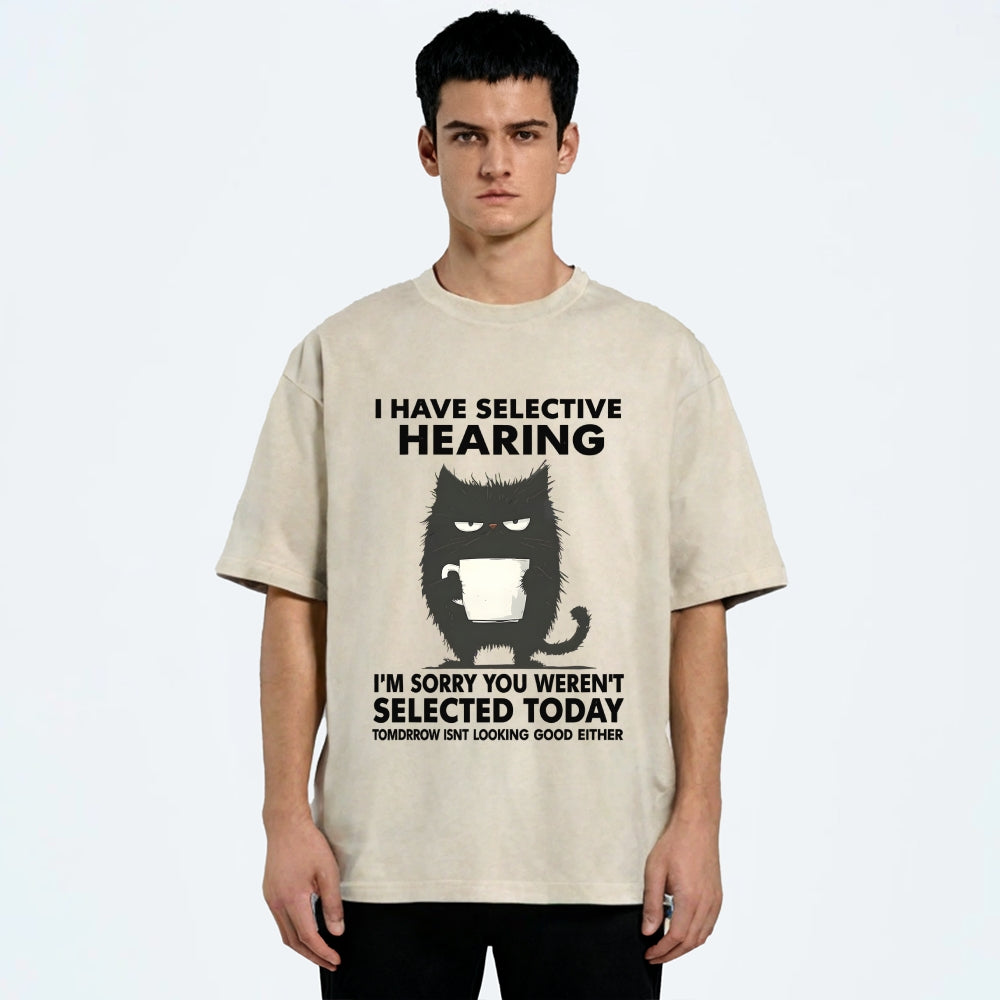 Unisex Selective Hearing Washed T-Shirt