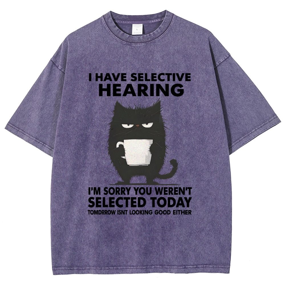 Unisex Selective Hearing Washed T-Shirt