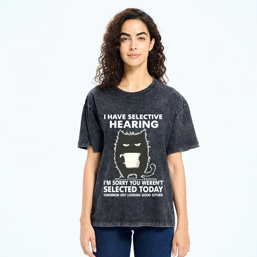 Unisex Selective Hearing Washed T-Shirt