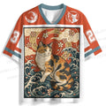 Cat in Wave Japanese Ukiyo-e Jersey Shirts
