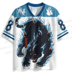 Japanese Black Panther in Blue Flame Jersey Shirts