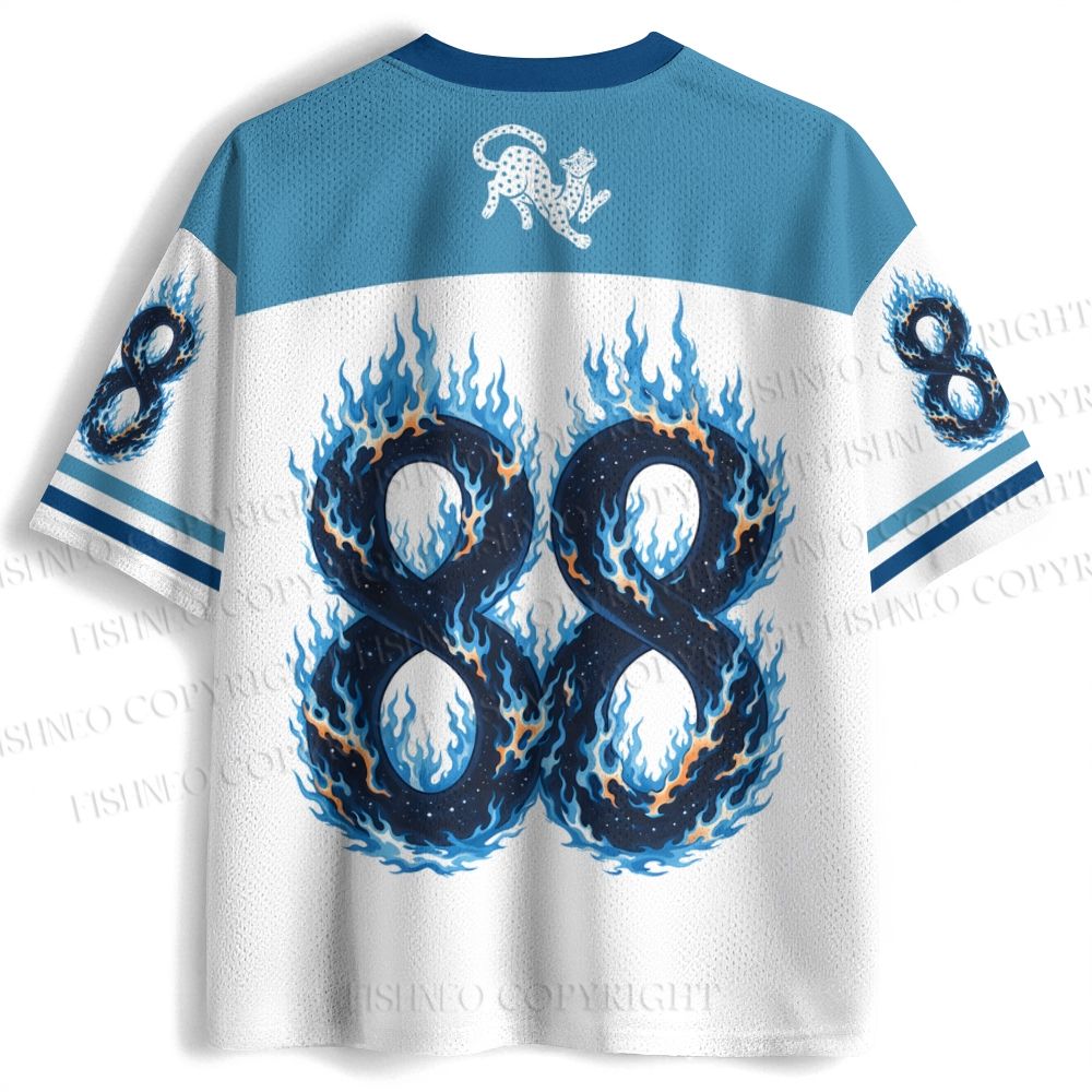 Japanese Black Panther in Blue Flame Jersey Shirts