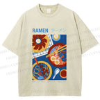 Unisex Ramen Printed Washed Tee