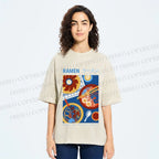 Unisex Ramen Printed Washed Tee