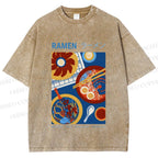 Unisex Ramen Printed Washed Tee