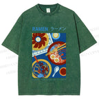 Unisex Ramen Printed Washed Tee