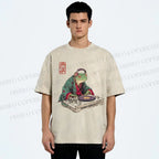 Unisex Frog DJ Viny Printed Washed Tee