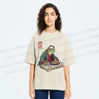 Unisex Frog DJ Viny Printed Washed Tee