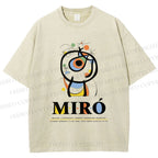 Unisex Joan Miró Abstract Art Printed Washed Tee