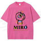 Unisex Joan Miró Abstract Art Printed Washed Tee