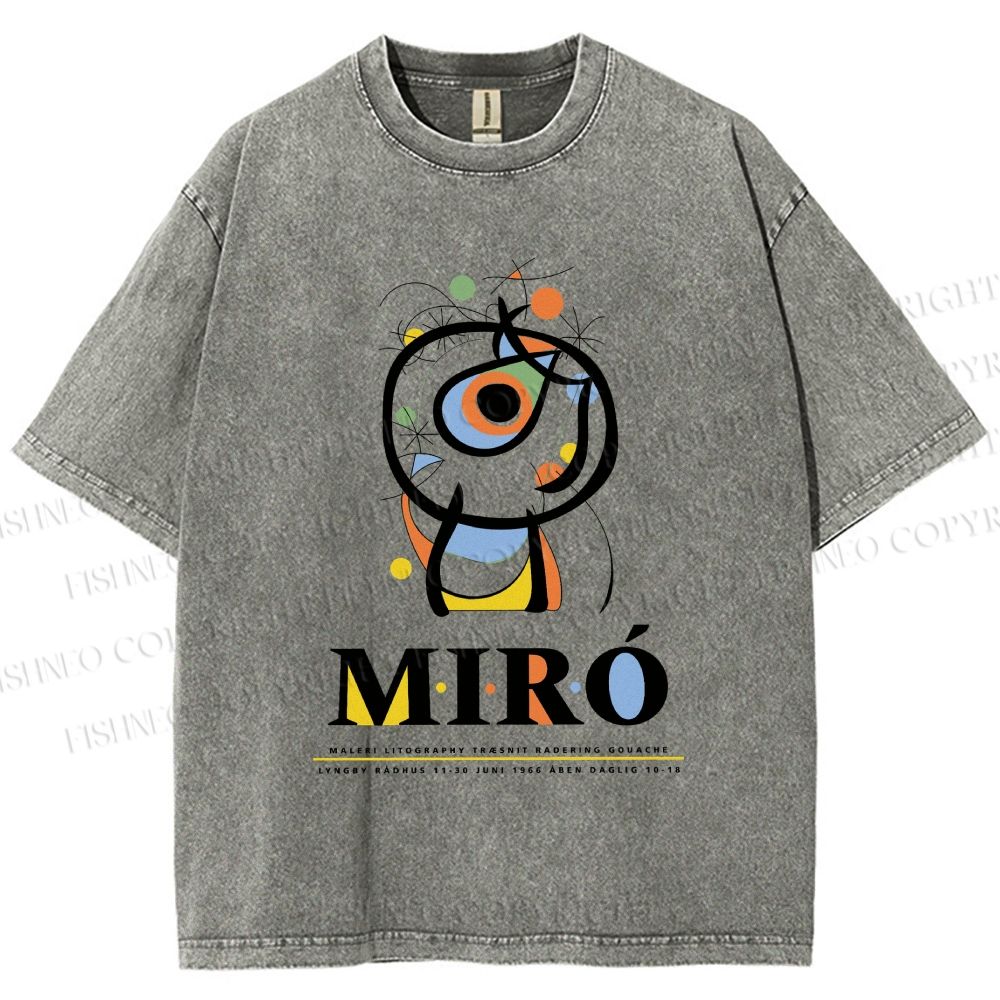 Unisex Joan Miró Abstract Art Printed Washed Tee