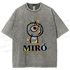 Unisex Joan Miró Abstract Art Printed Washed Tee