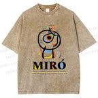 Unisex Joan Miró Abstract Art Printed Washed Tee