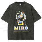Unisex Joan Miró Abstract Art Printed Washed Tee