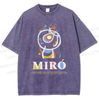 Unisex Joan Miró Abstract Art Printed Washed Tee