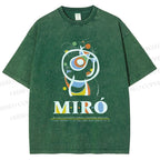 Unisex Joan Miró Abstract Art Printed Washed Tee