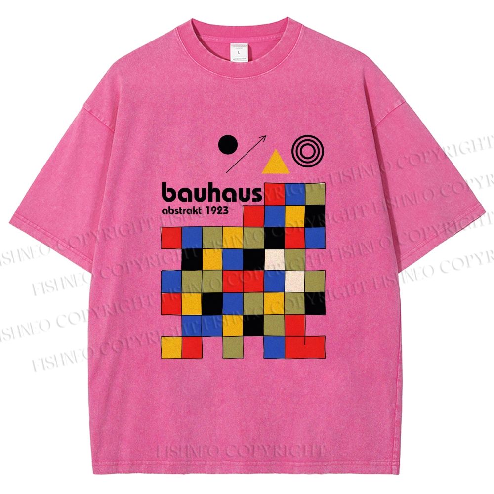 Unisex Bauhaus Colored Squares Printed Washed Tee
