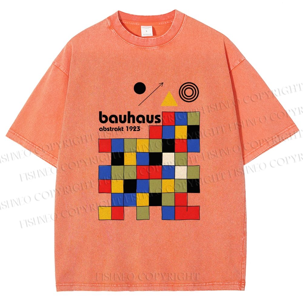 Unisex Bauhaus Colored Squares Printed Washed Tee