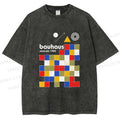 Unisex Bauhaus Colored Squares Printed Washed Tee