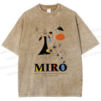 Unisex Joan Miró Abstract Art Printed Washed Tee
