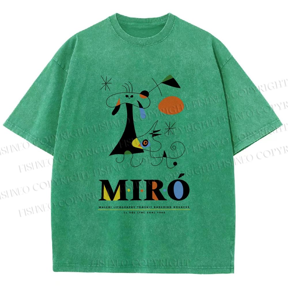 Unisex Joan Miró Abstract Art Printed Washed Tee