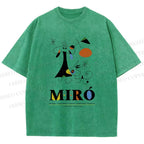 Unisex Joan Miró Abstract Art Printed Washed Tee