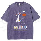 Unisex Joan Miró Abstract Art Printed Washed Tee