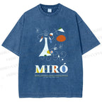 Unisex Joan Miró Abstract Art Printed Washed Tee