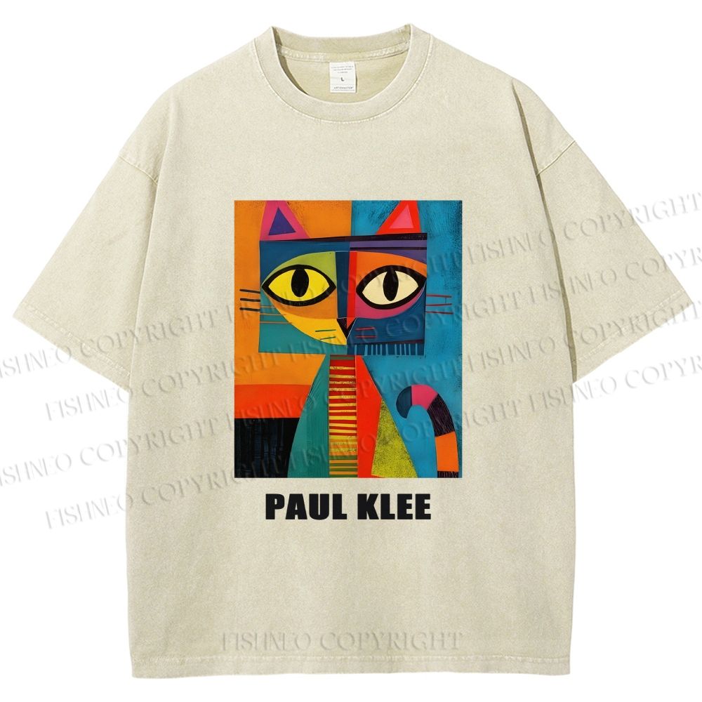 Unisex Poker Face Cat Printed Washed Tee