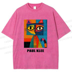 Unisex Poker Face Cat Printed Washed Tee