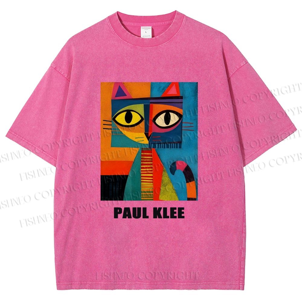 Unisex Poker Face Cat Printed Washed Tee