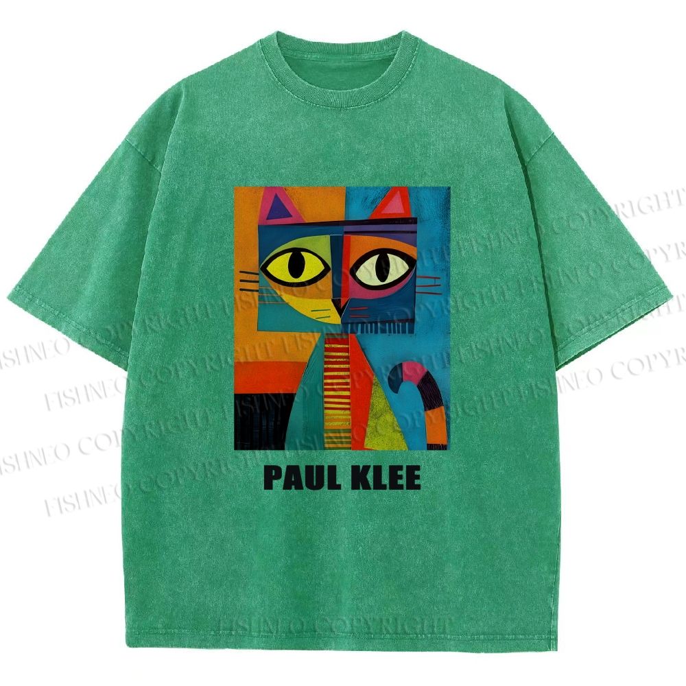 Unisex Poker Face Cat Printed Washed Tee