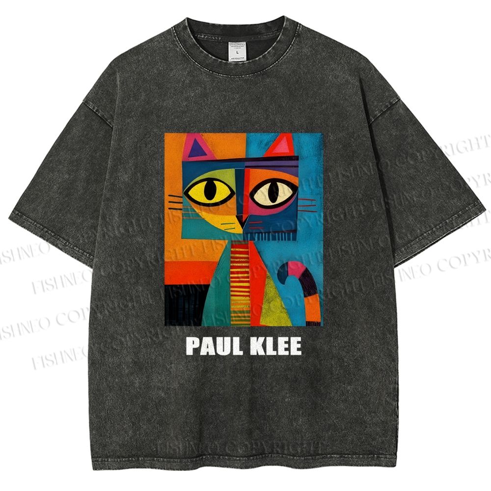Unisex Poker Face Cat Printed Washed Tee