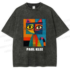 Unisex Poker Face Cat Printed Washed Tee