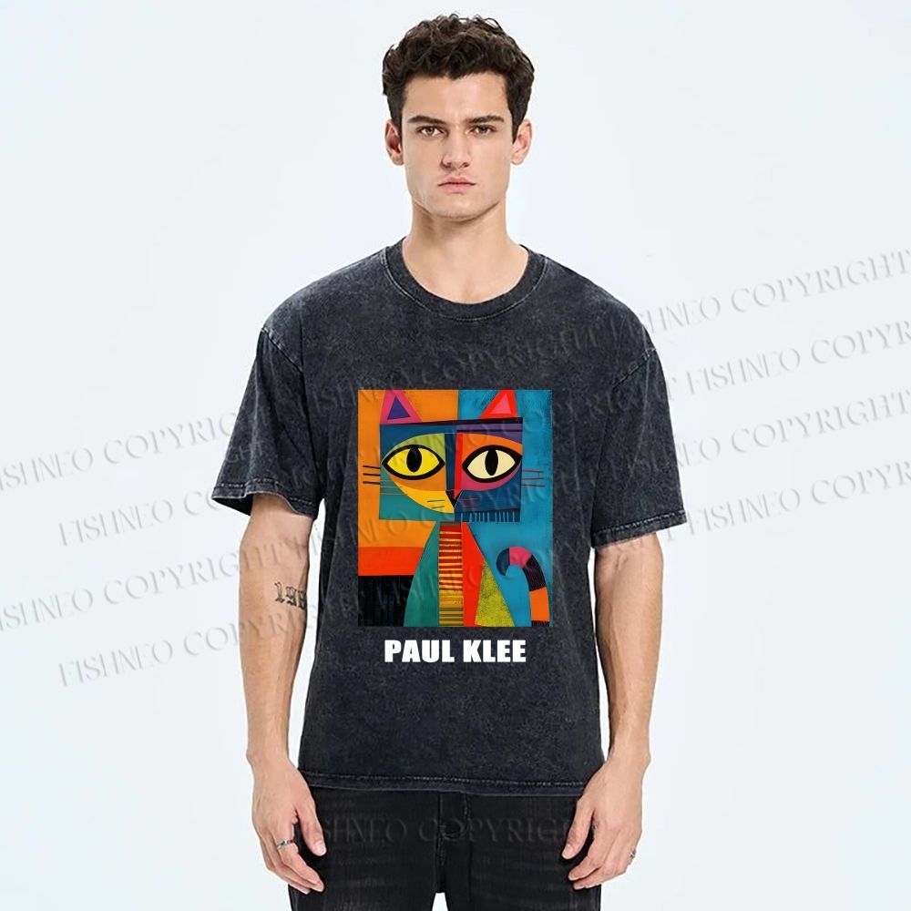 Unisex Poker Face Cat Printed Washed Tee