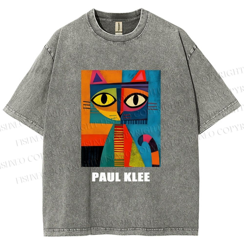 Unisex Poker Face Cat Printed Washed Tee