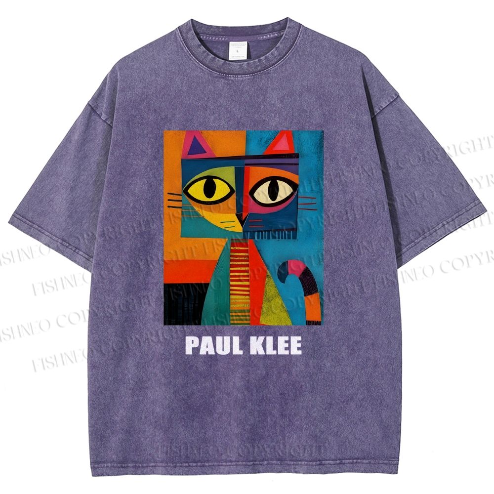 Unisex Poker Face Cat Printed Washed Tee
