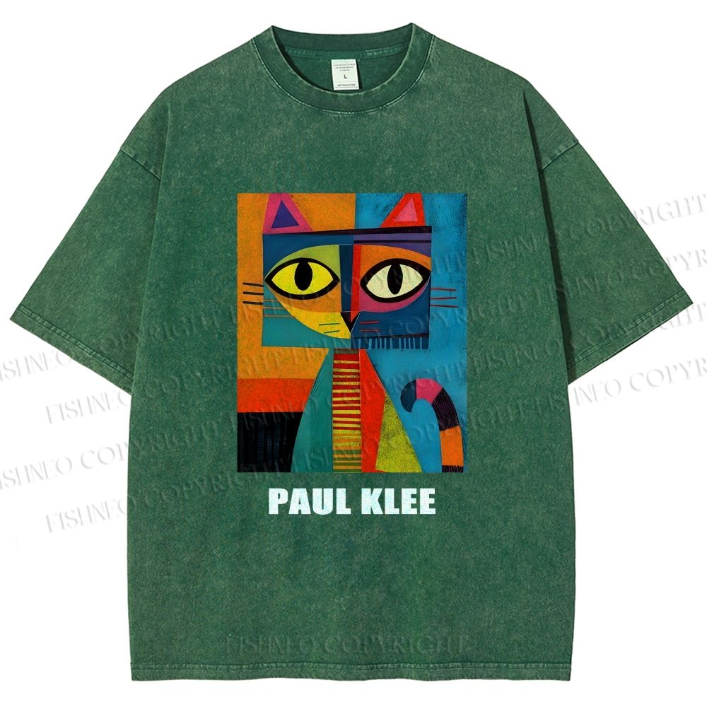 Unisex Poker Face Cat Printed Washed Tee