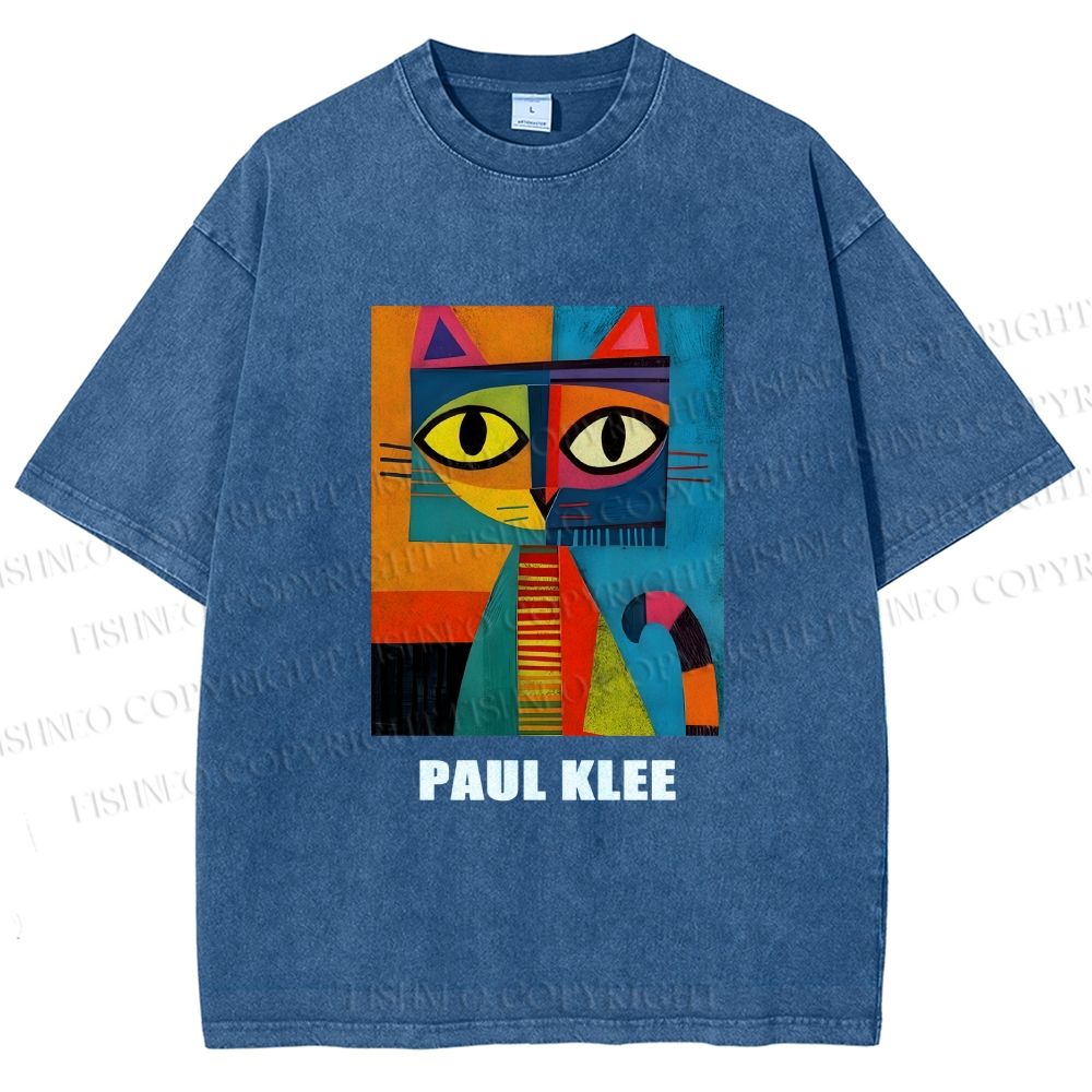 Unisex Poker Face Cat Printed Washed Tee