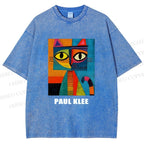 Unisex Poker Face Cat Printed Washed Tee