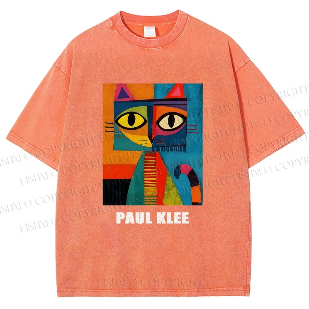 Unisex Poker Face Cat Printed Washed Tee