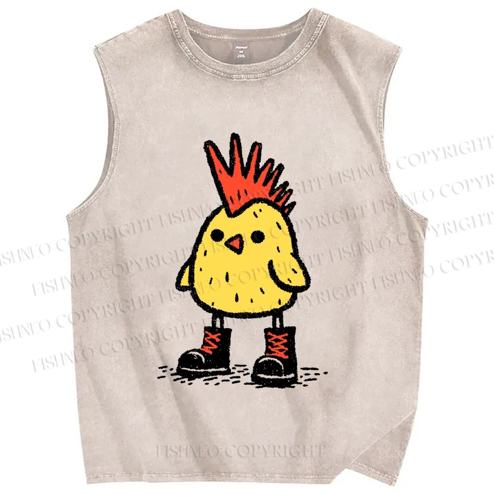 Unisex Punk Chick Printed Washed Tank Top
