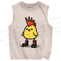 Unisex Punk Chick Printed Washed Tank Top