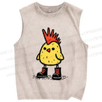 Unisex Punk Chick Printed Washed Tank Top