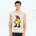 Unisex Punk Chick Printed Washed Tank Top