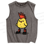 Unisex Punk Chick Printed Washed Tank Top