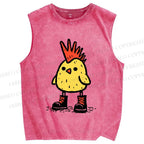 Unisex Punk Chick Printed Washed Tank Top