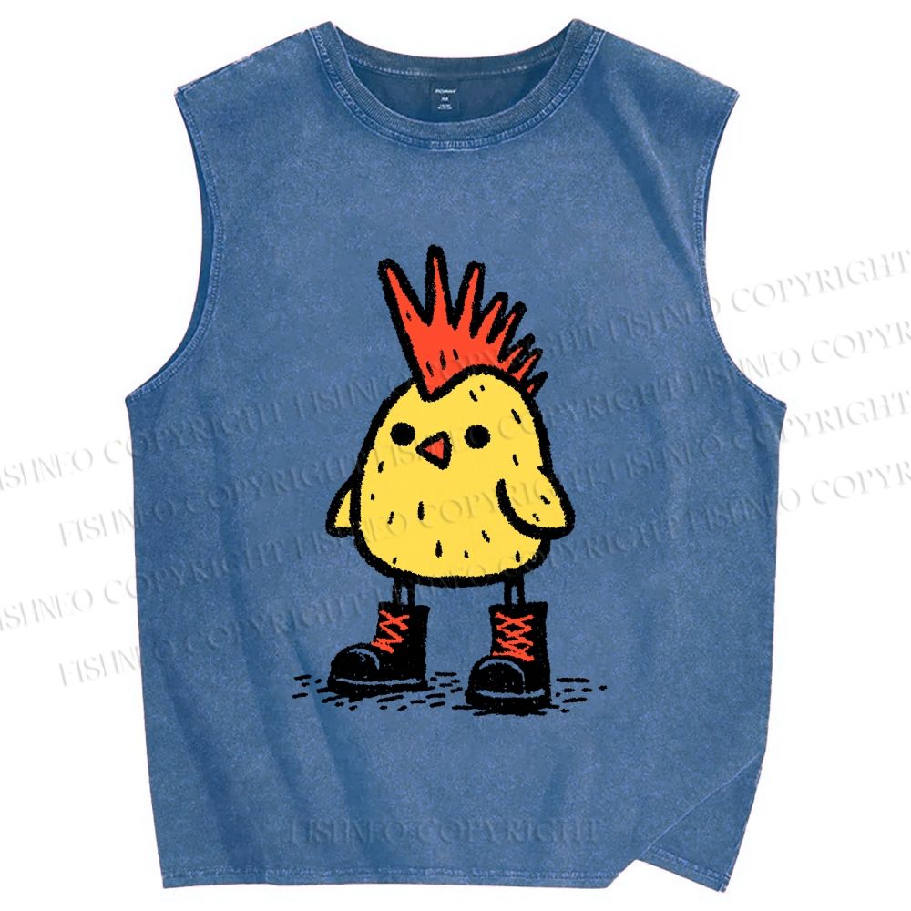 Unisex Punk Chick Printed Washed Tank Top
