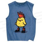 Unisex Punk Chick Printed Washed Tank Top
