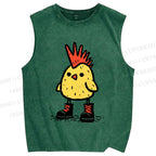 Unisex Punk Chick Printed Washed Tank Top